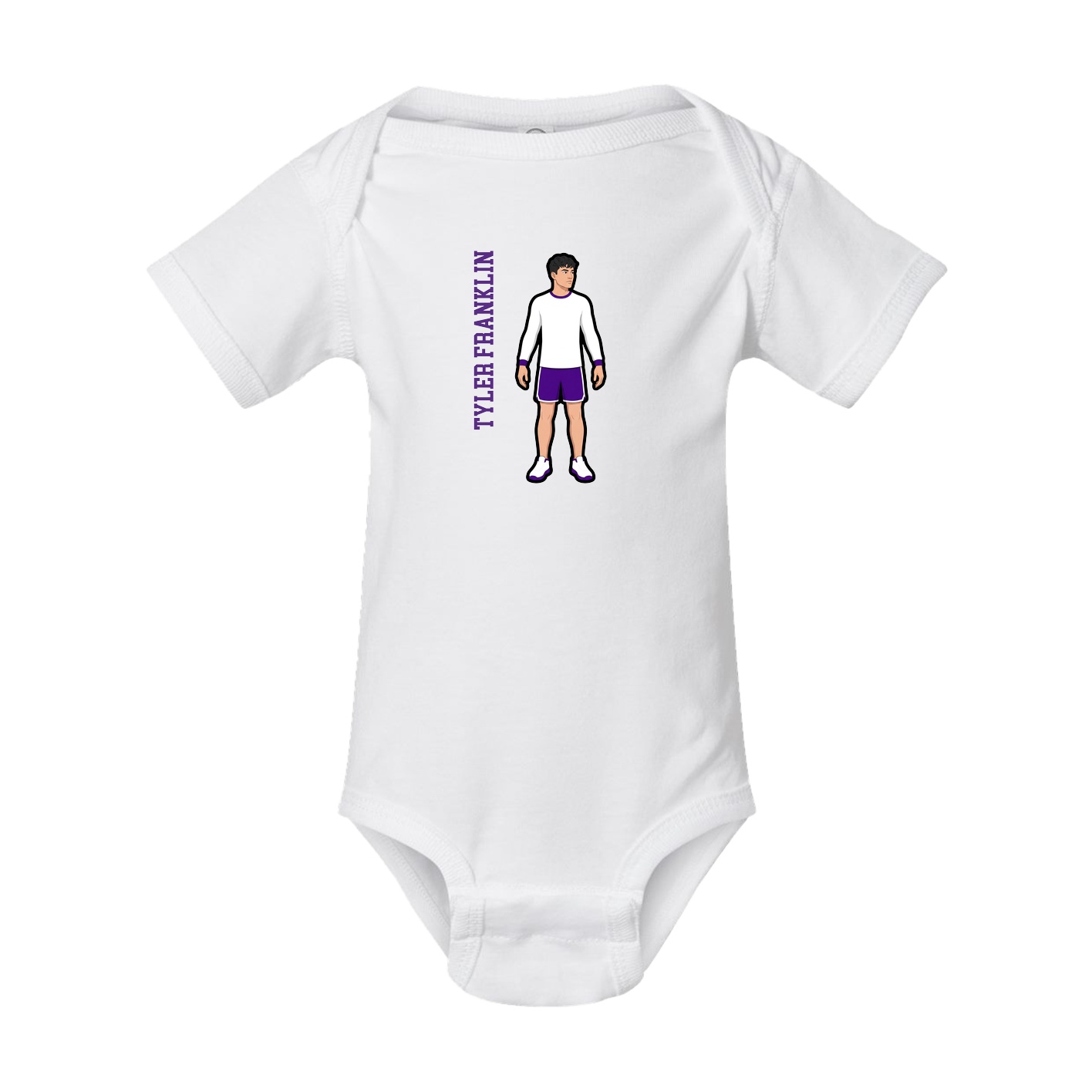 Baby Onesie — Name Vertical in White