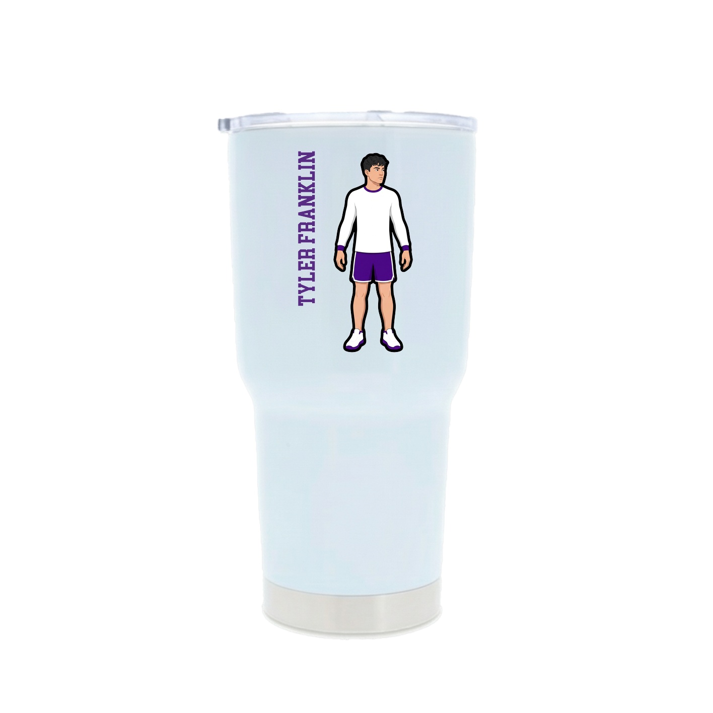 30oz Stainless Steel Tumbler — Name Vertical in White