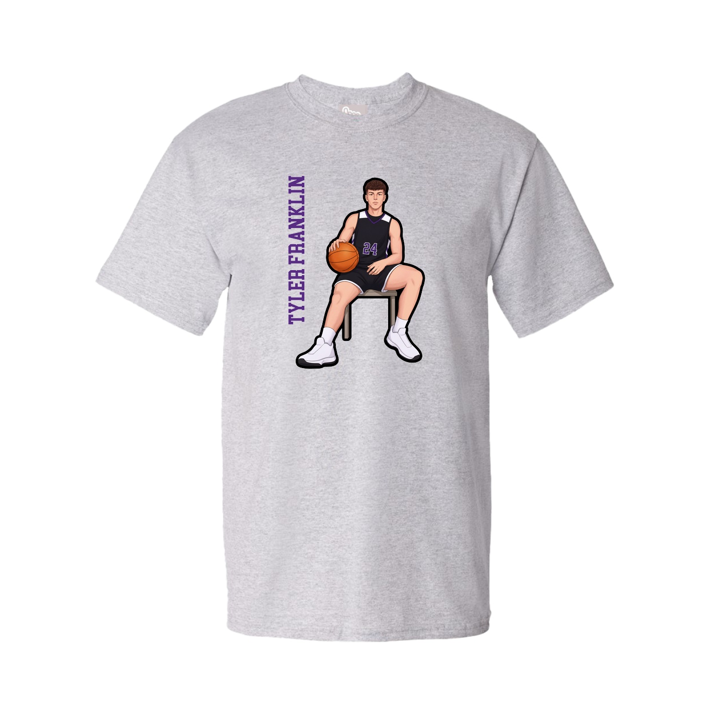 Youth Tee — Name Vertical in Grey