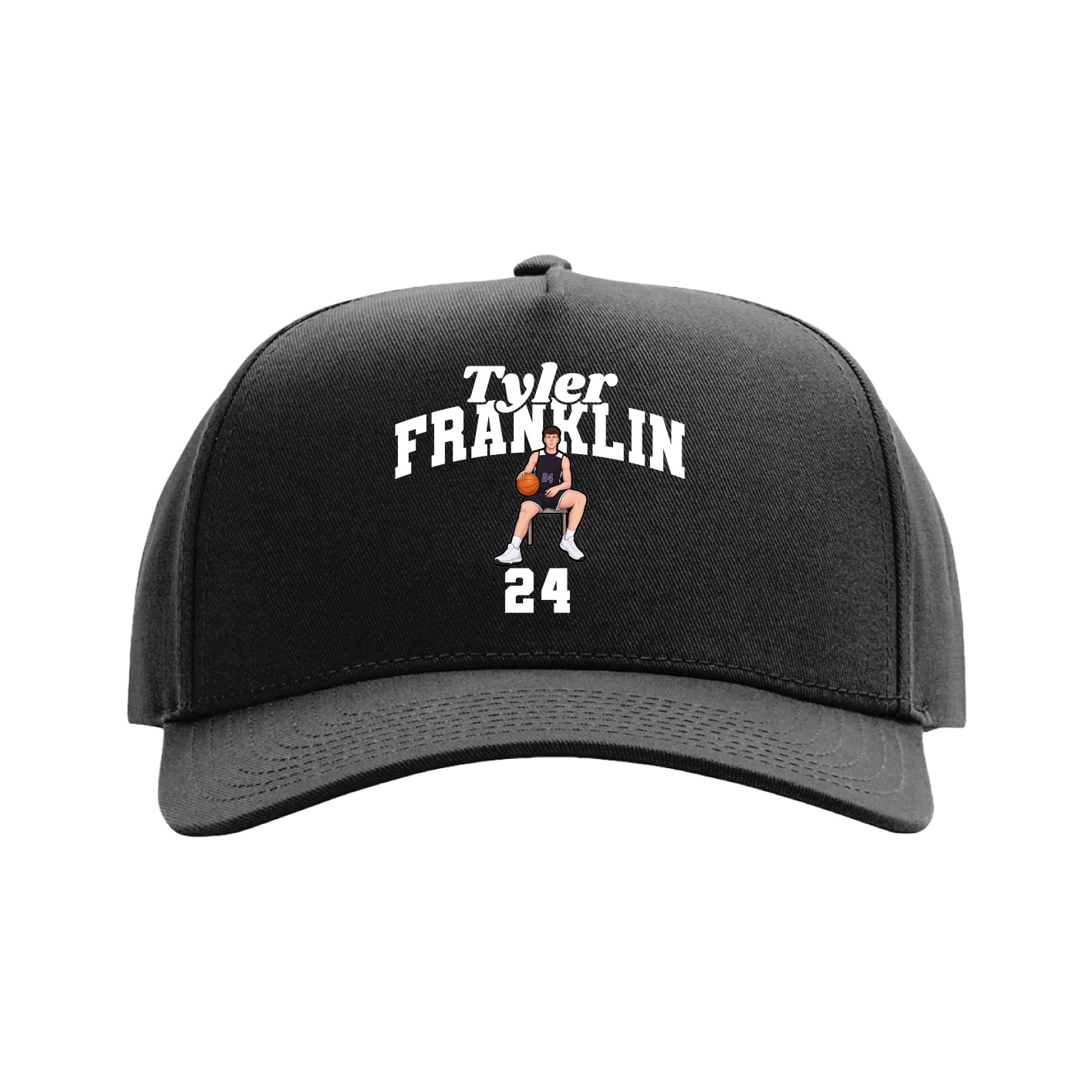 Full Fabric Five-Panel Champ Cap — Signature Arch in Black