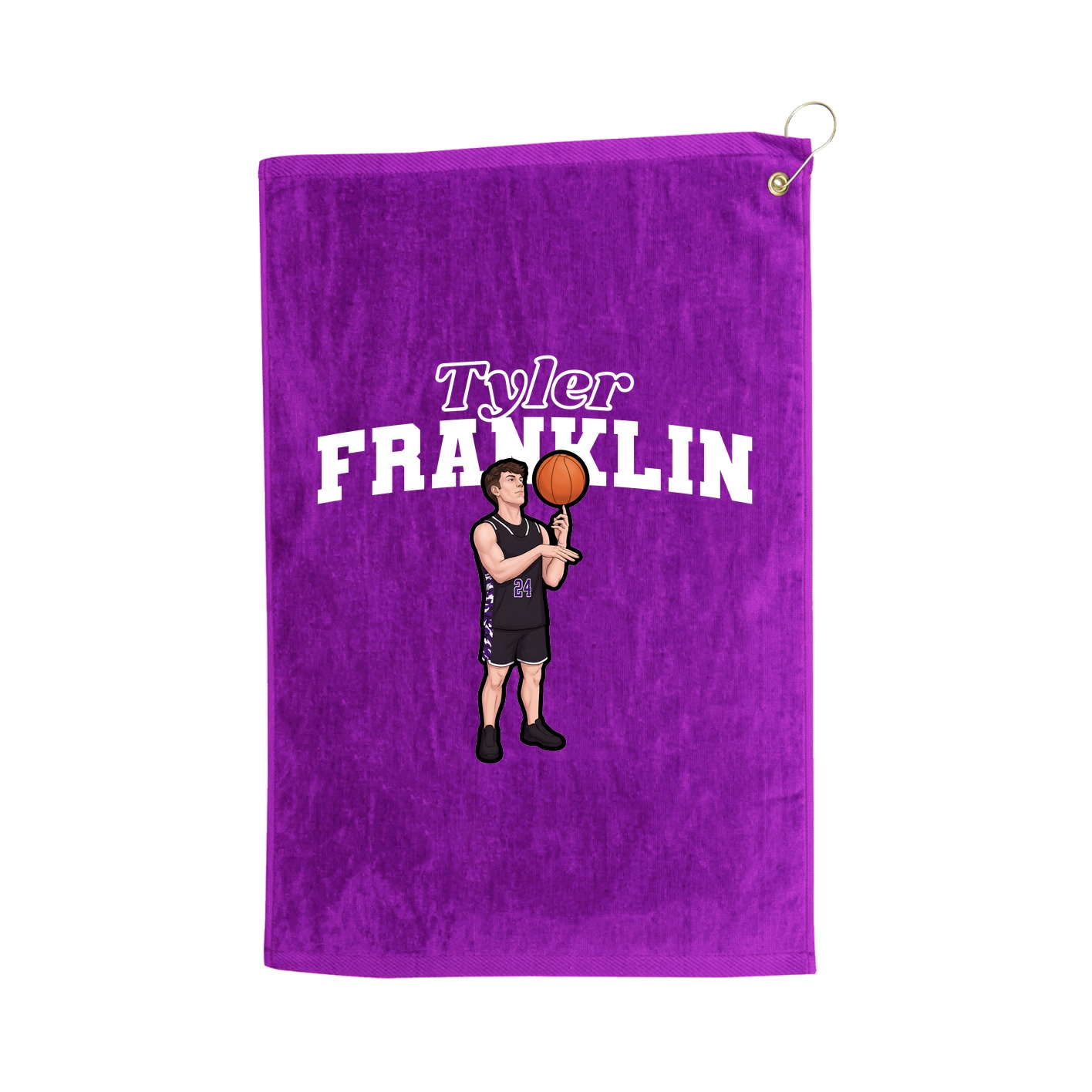 Golf Towel — Name Arch in Purple