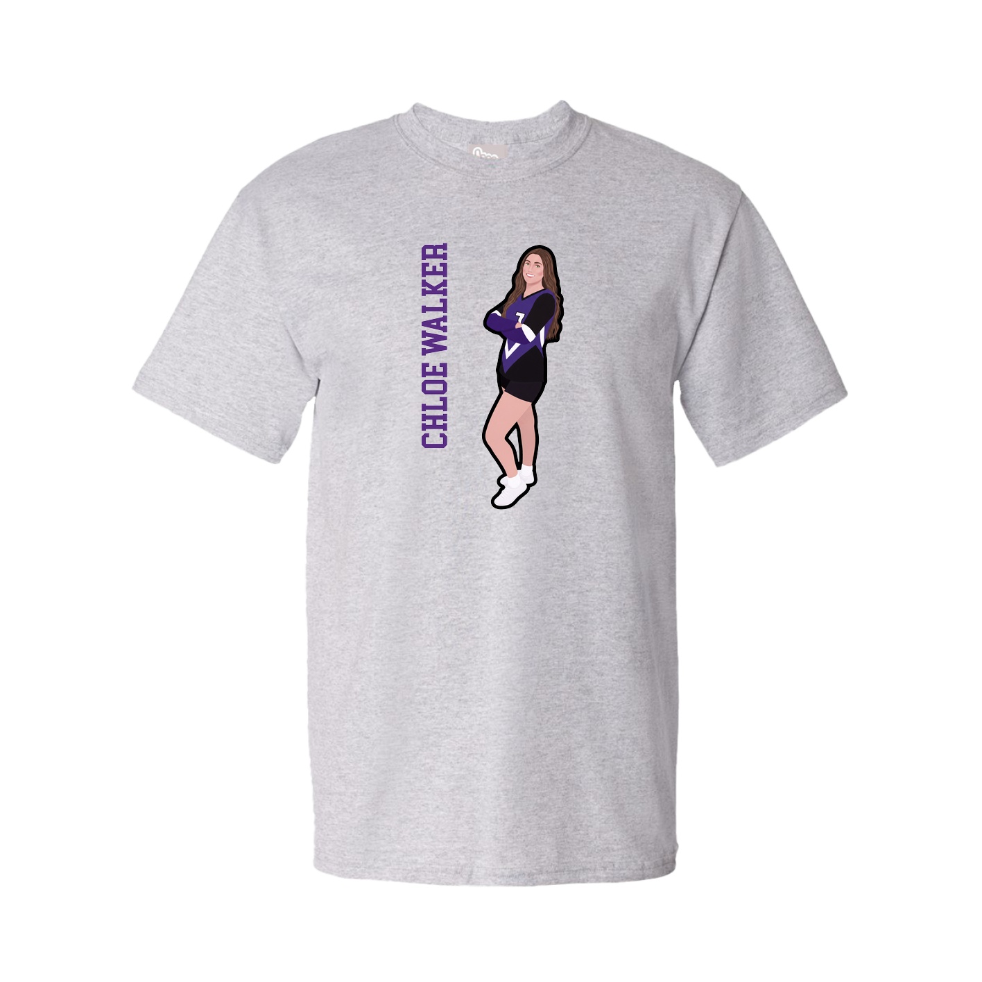 Youth Tee — Name Vertical in Grey