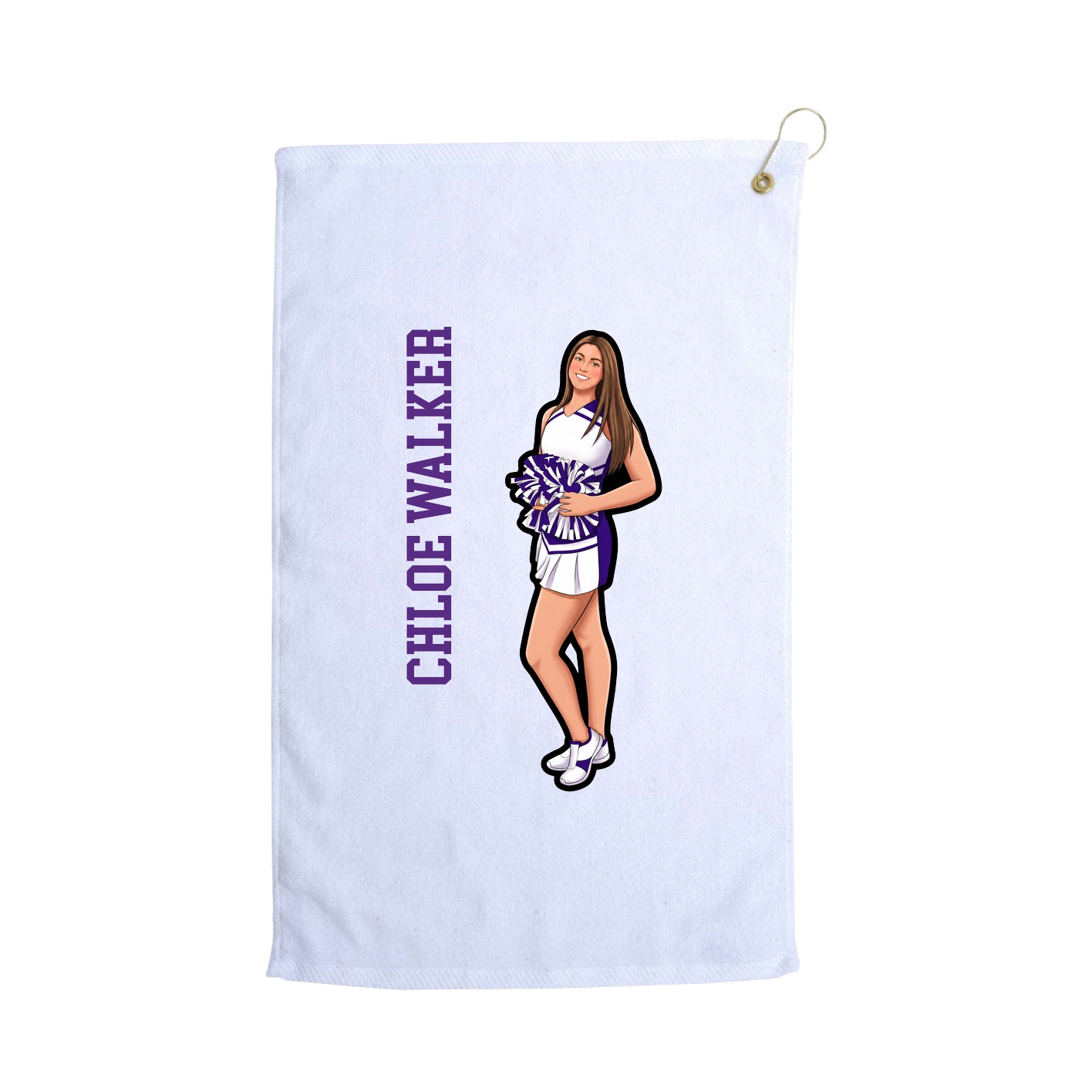 Golf Towel — Name Vertical in White