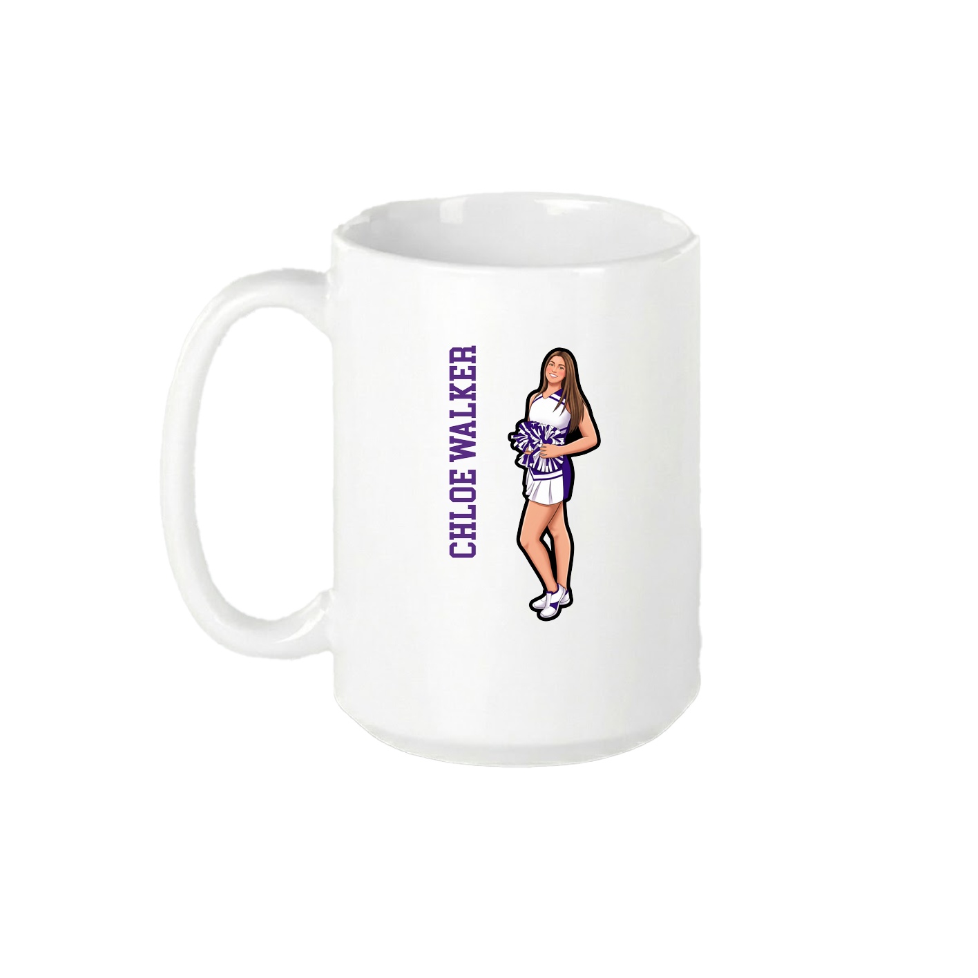 15oz Coffee Mug — Name Vertical in White