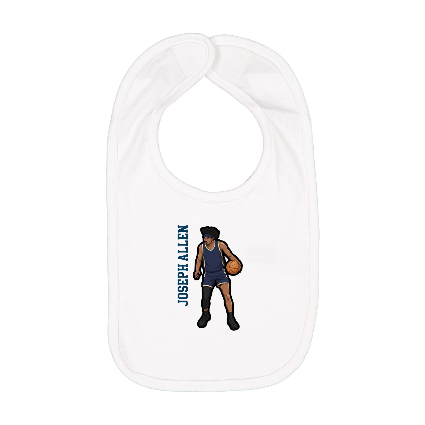 Infant Bib — Name Vertical in White