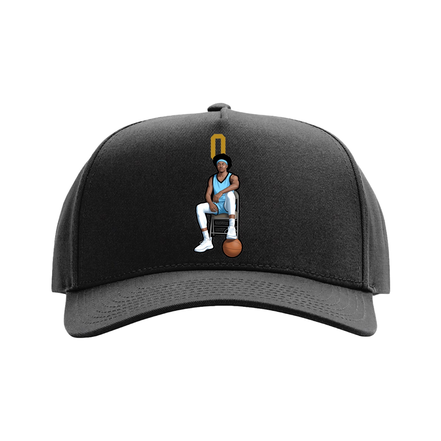 Full Fabric Five-Panel Champ Cap — Number Top in Black