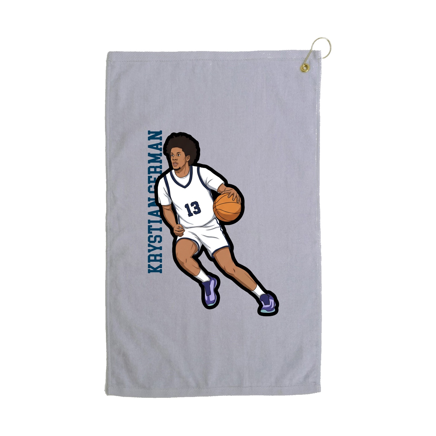 Golf Towel — Name Vertical in Grey