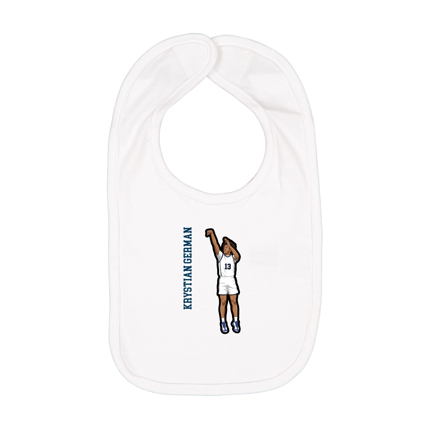 Infant Bib — Name Vertical in White