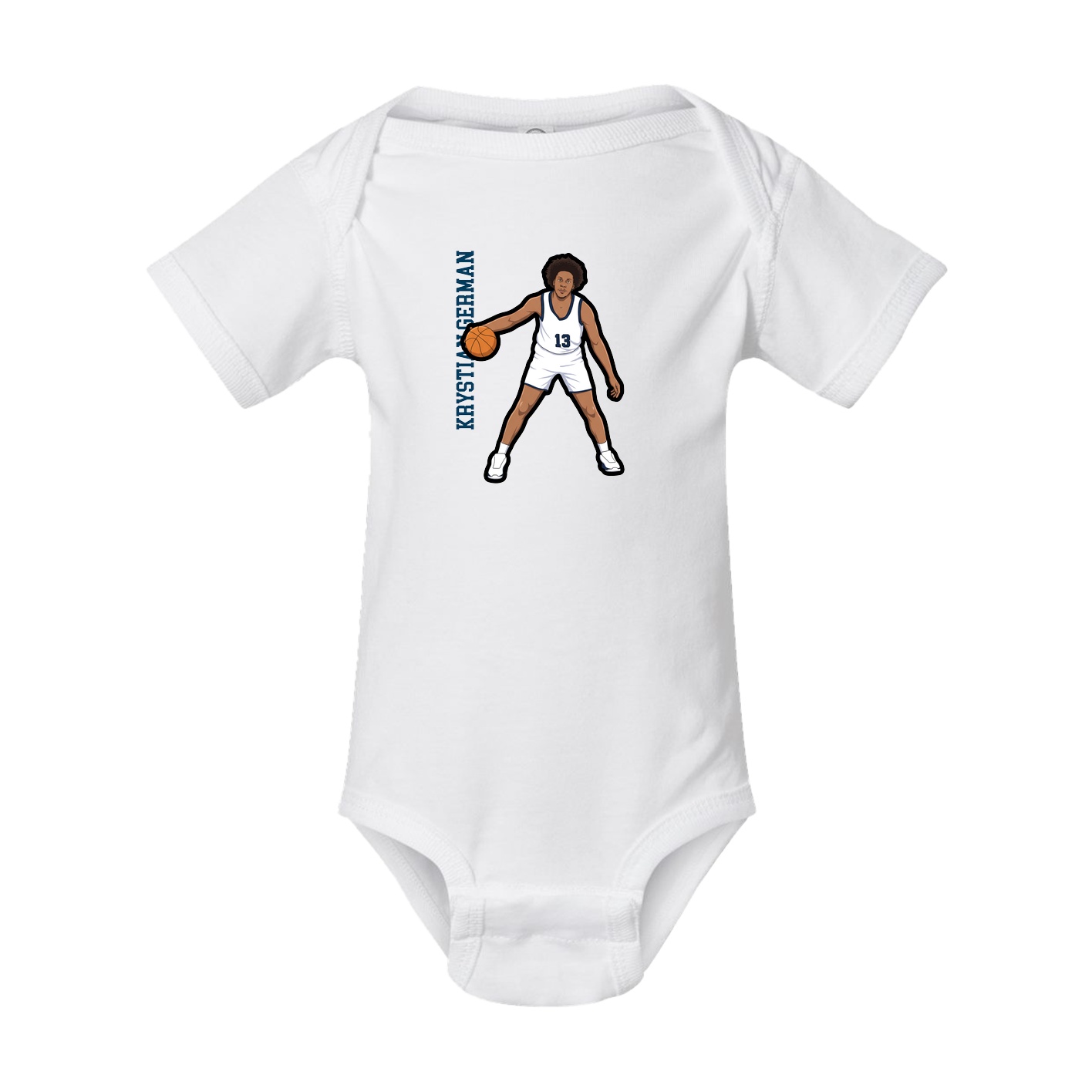 Baby Onesie — Name Vertical in White