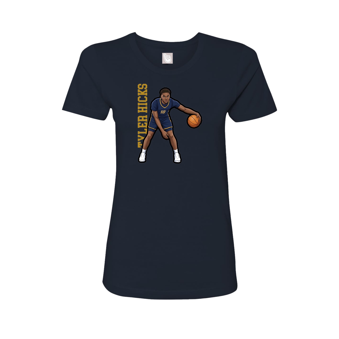 Fitted Women's Tee — Name Vertical in Navy