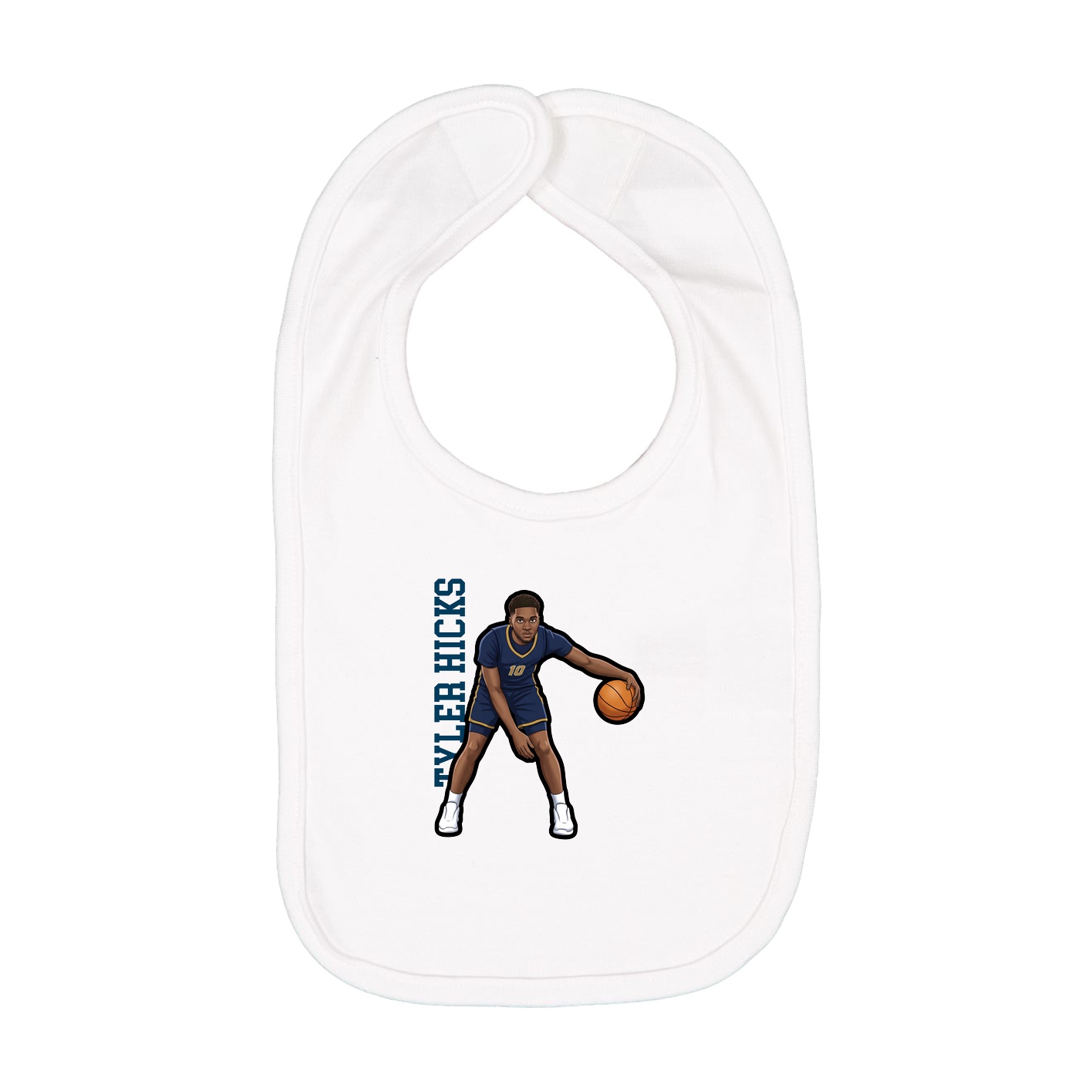Infant Bib — Name Vertical in White
