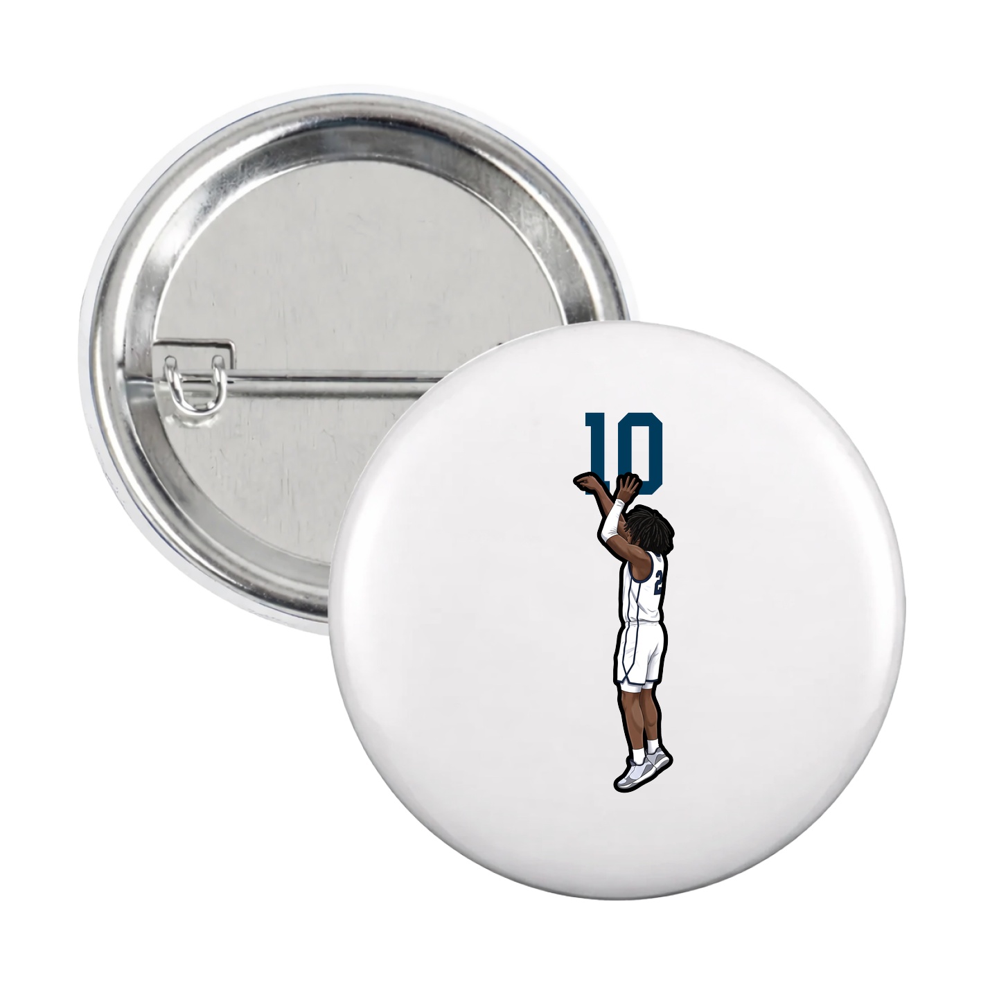 Game Day Button — Number Top in White
