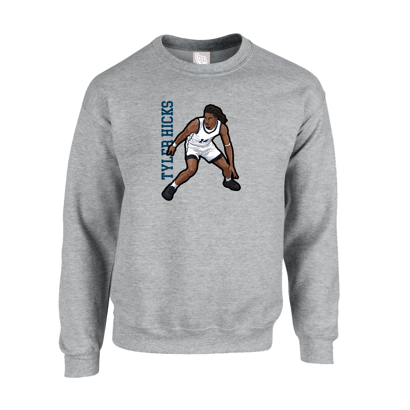 Fleece Crew — Name Vertical in Grey