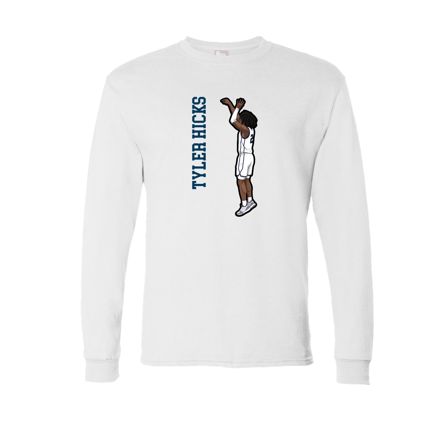 Long Sleeve Tee — Name Vertical in White