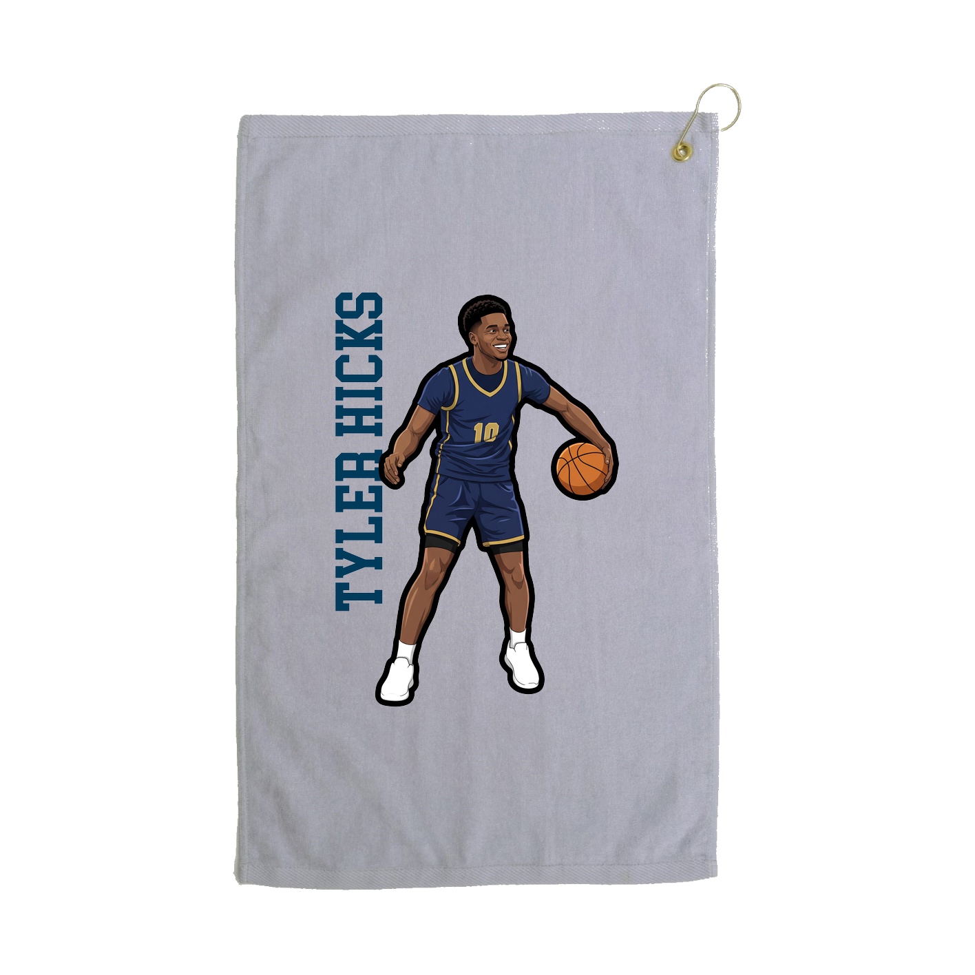 Golf Towel — Name Vertical in Grey