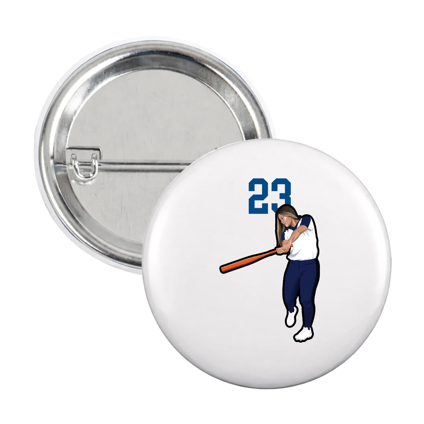 Game Day Button — Number Top in White
