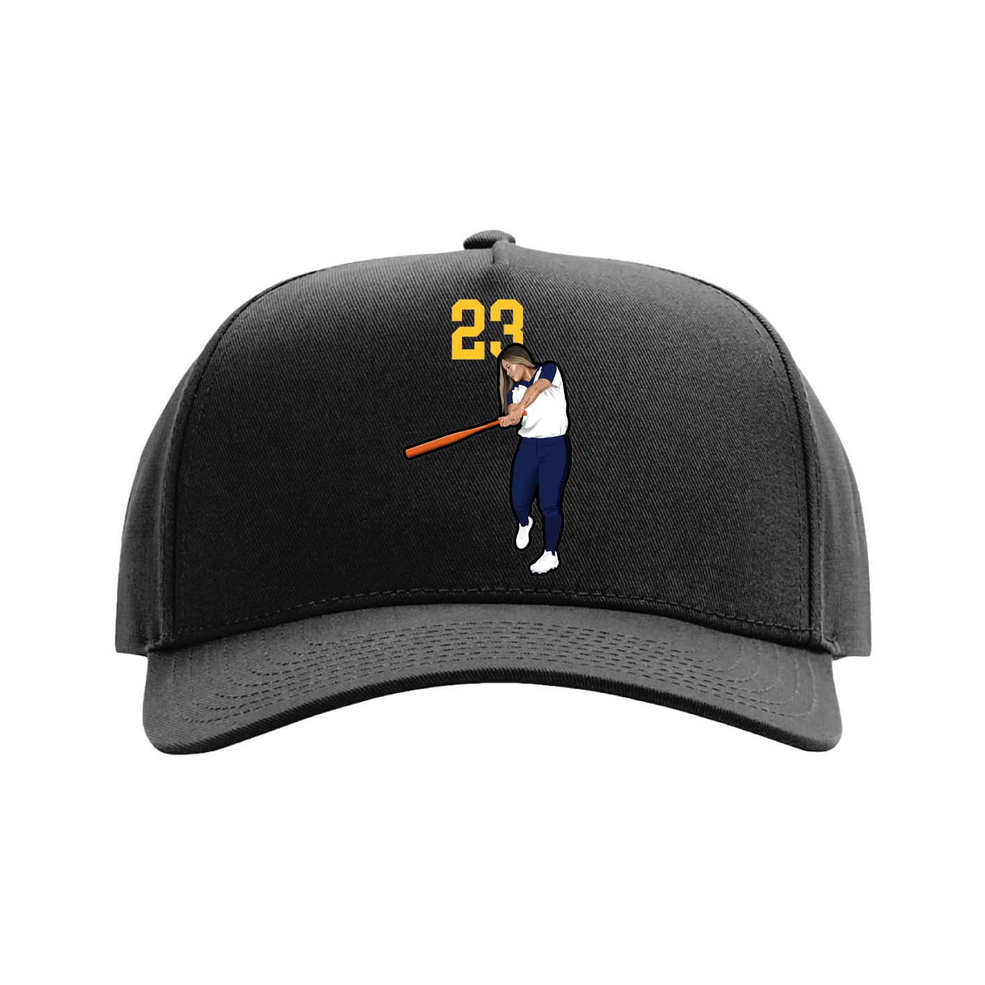 Full Fabric Five-Panel Champ Cap — Number Top in Black