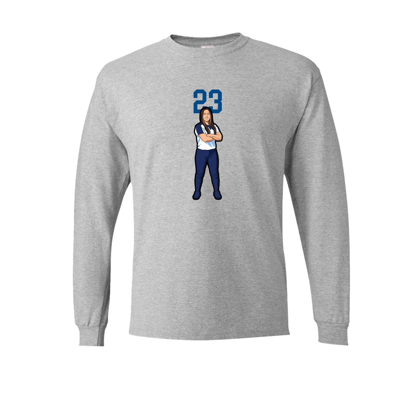 Long Sleeve Tee — Number Top in Grey
