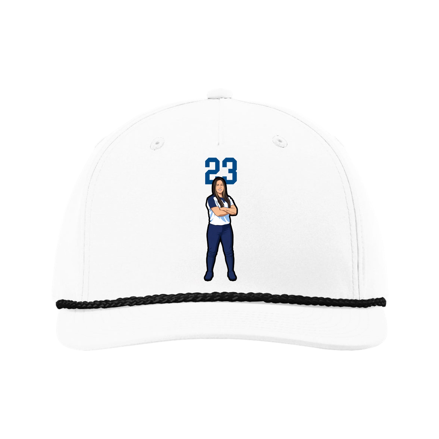 Five-Panel Classic Rope Cap — Number Top in White