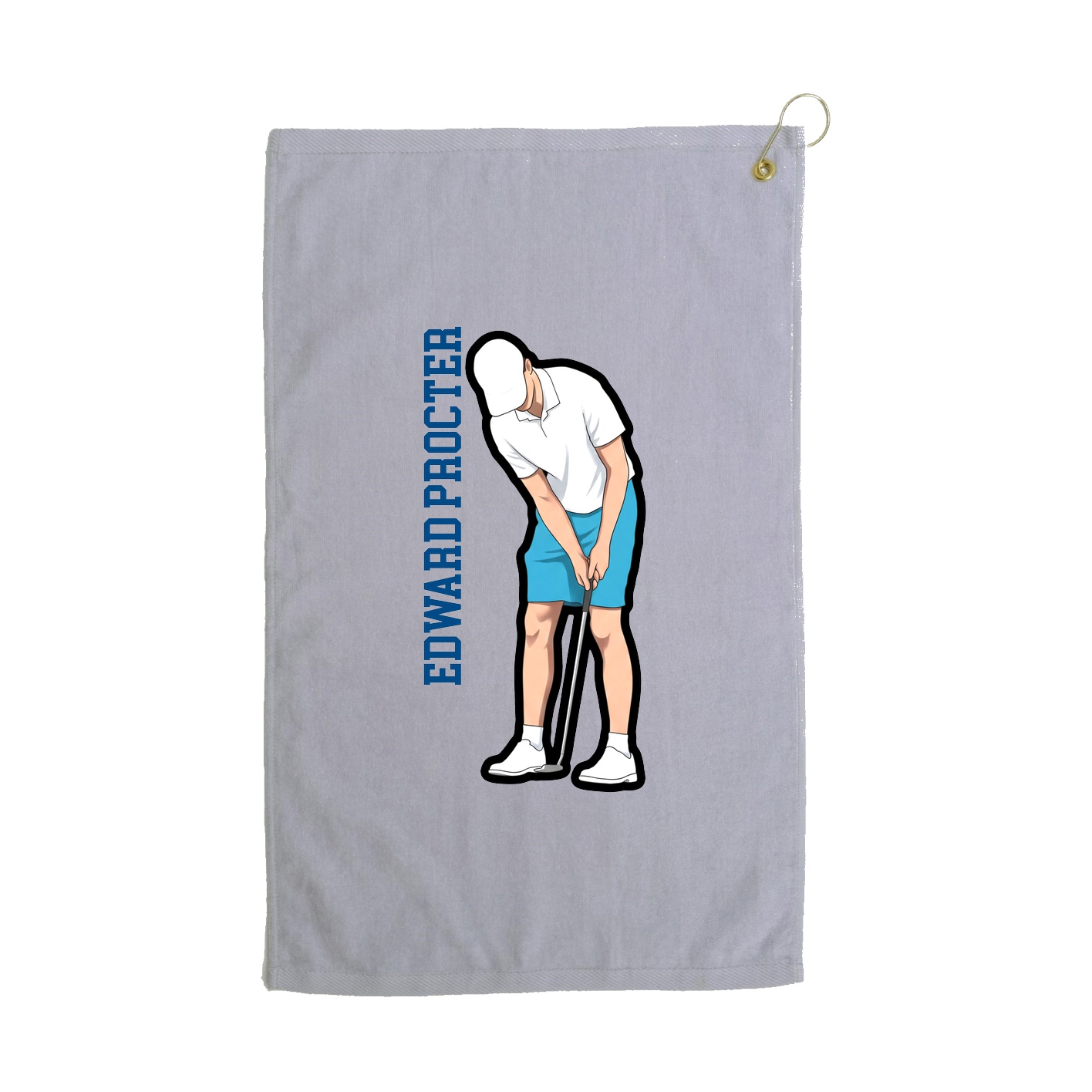 Golf Towel — Name Vertical in Grey