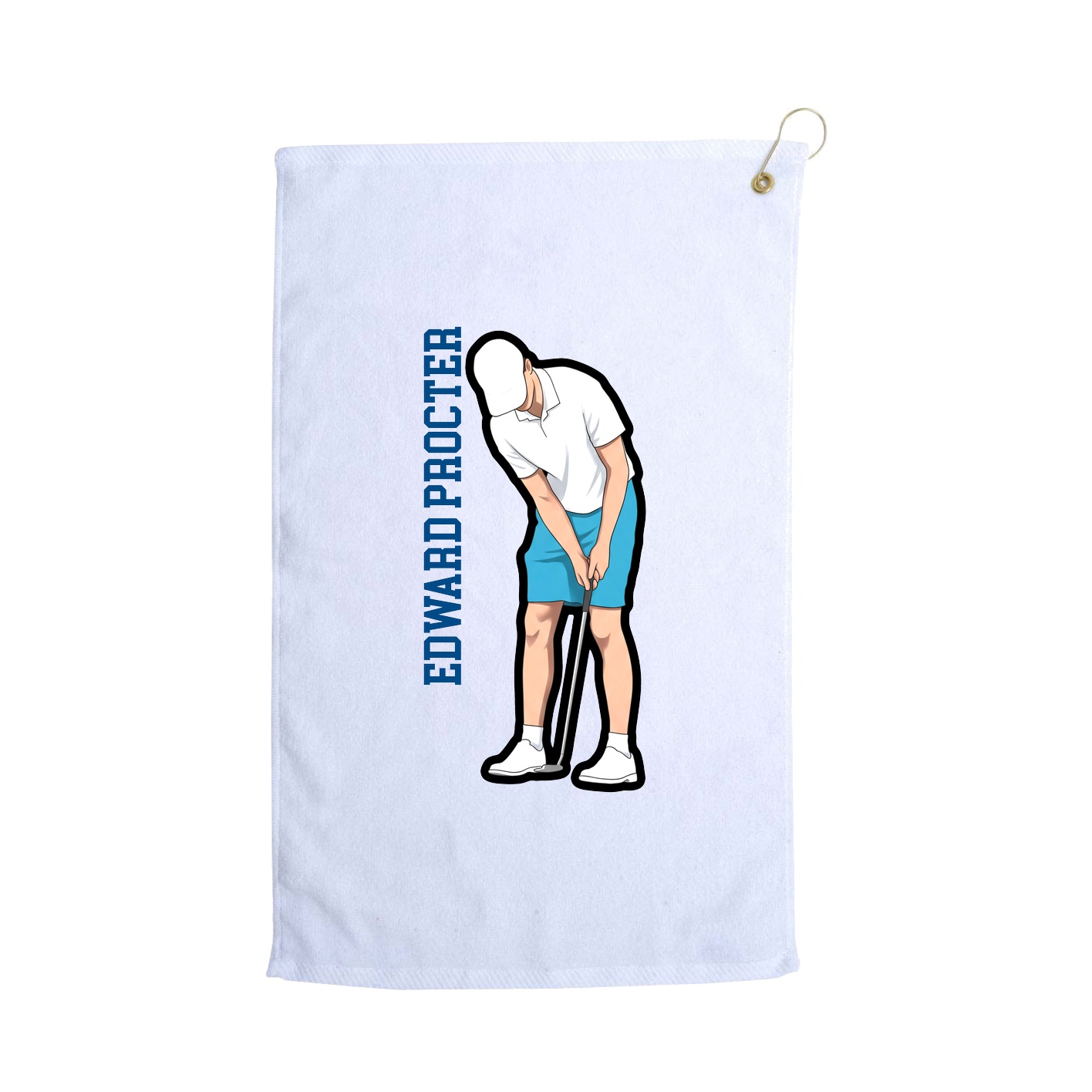 Golf Towel — Name Vertical in White