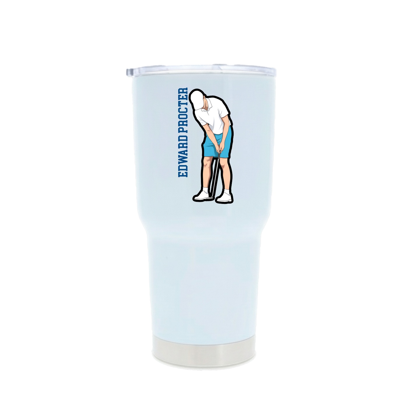30oz Stainless Steel Tumbler — Name Vertical in White