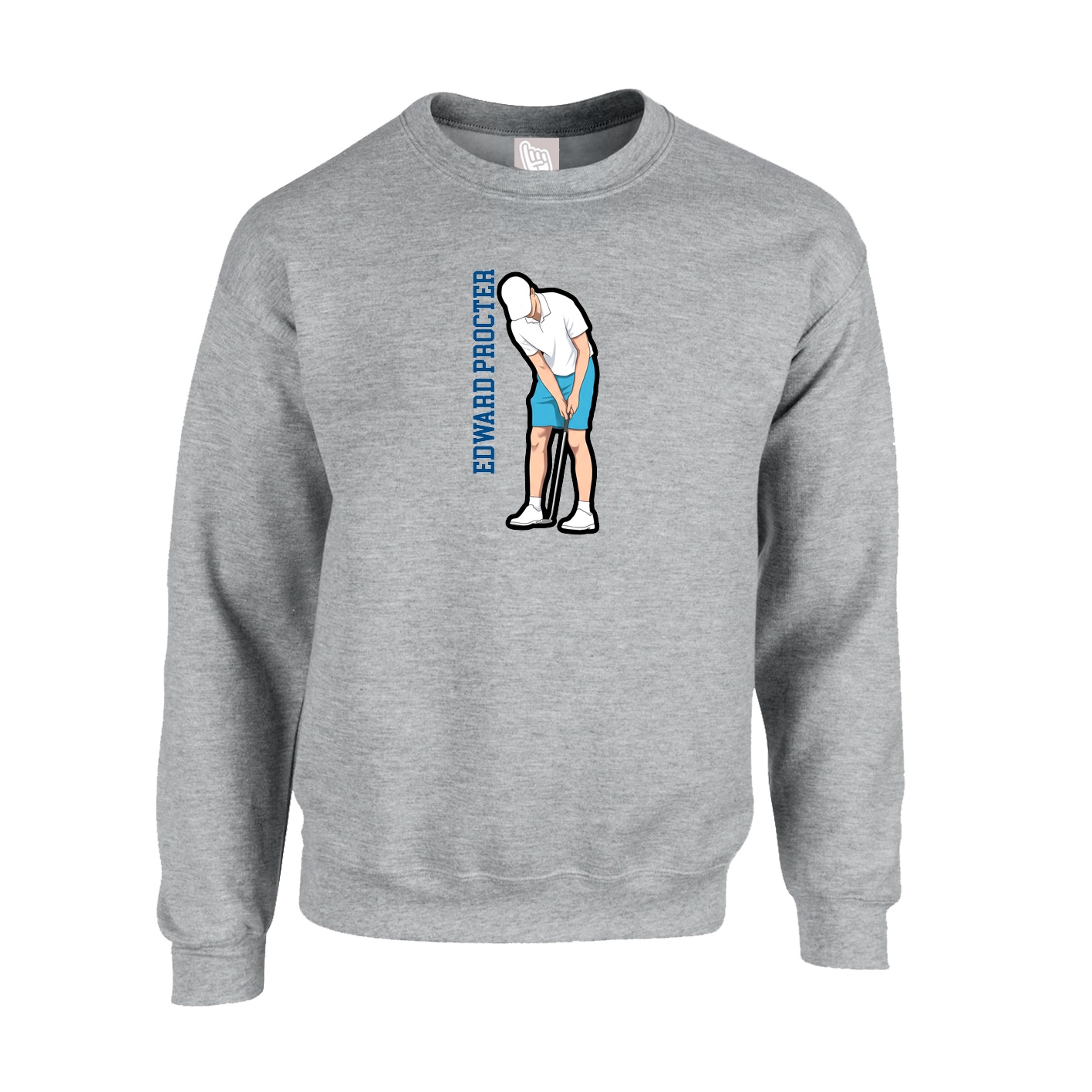 Fleece Crew — Name Vertical in Grey