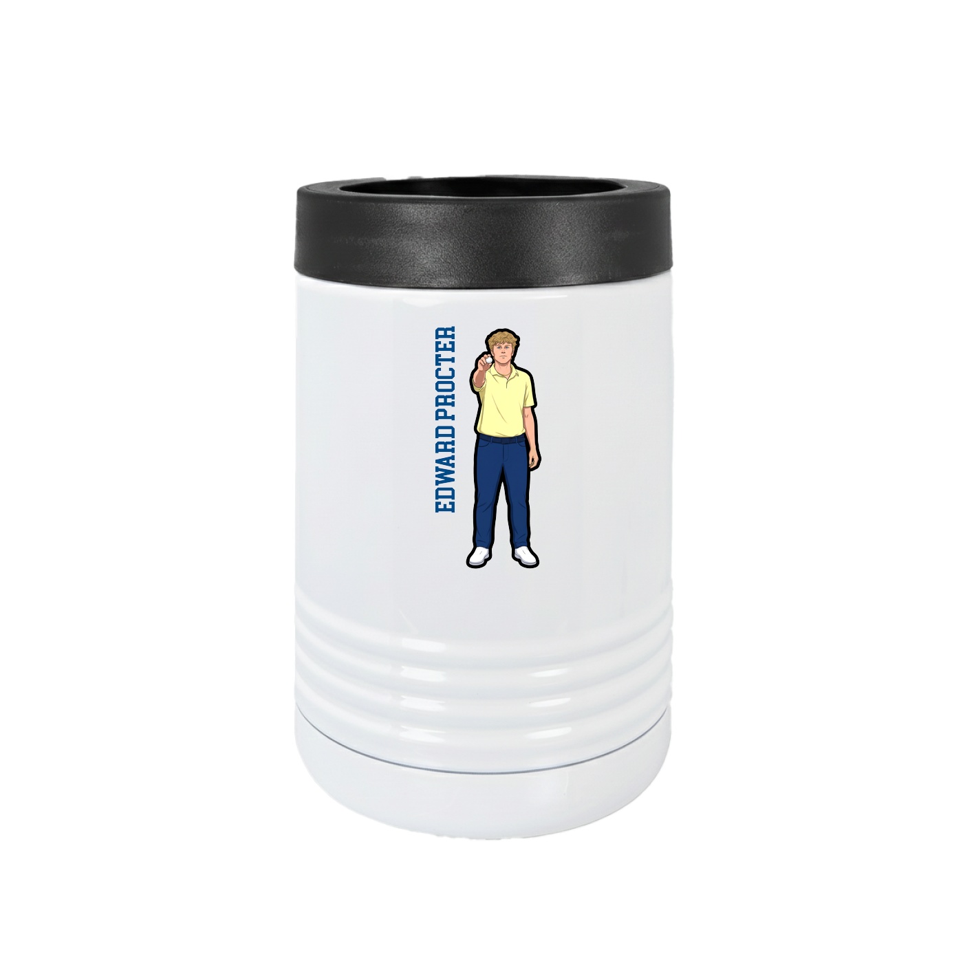 Beverage Holder — Name Vertical in White