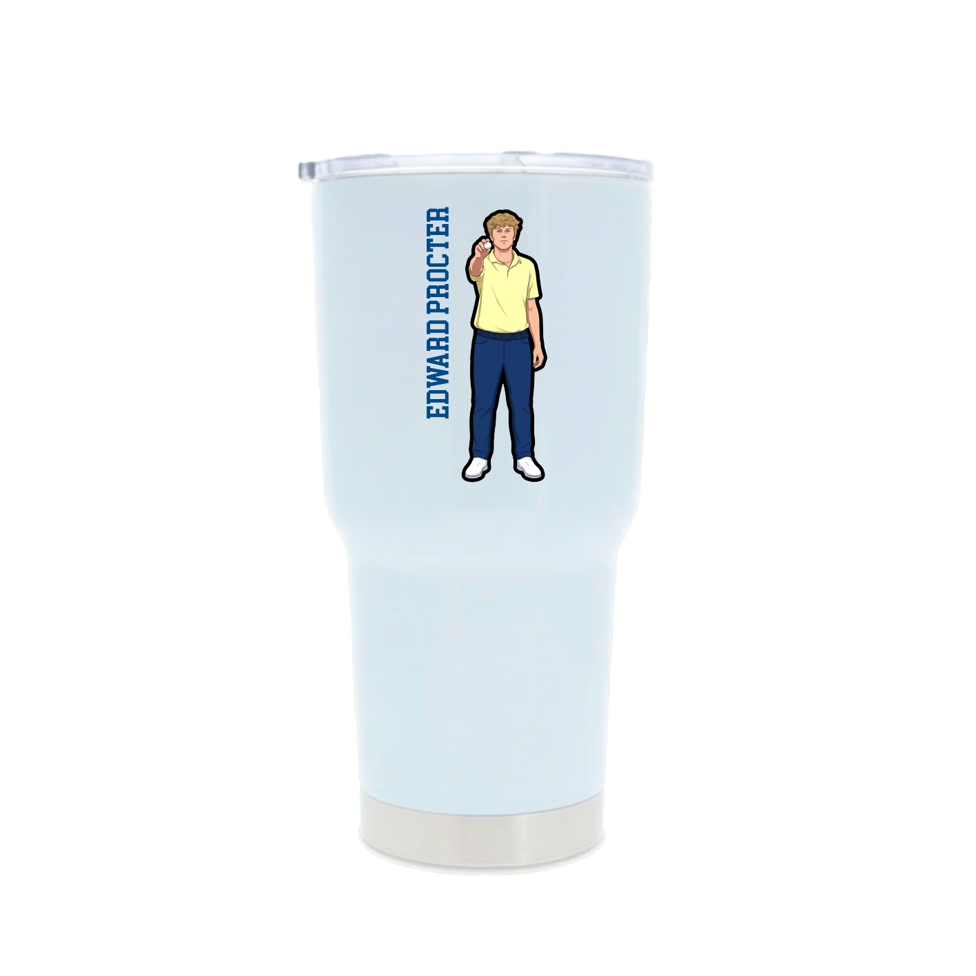 30oz Stainless Steel Tumbler — Name Vertical in White