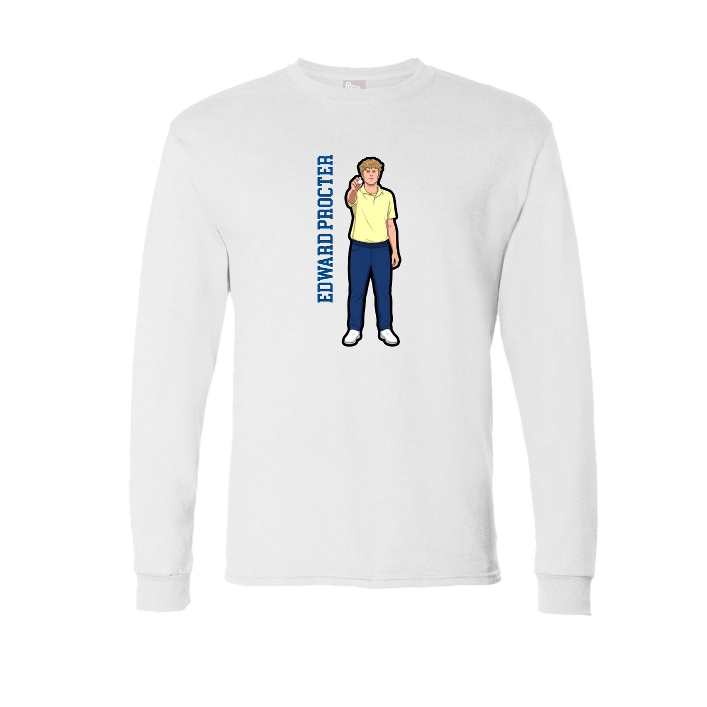 Long Sleeve Tee — Name Vertical in White