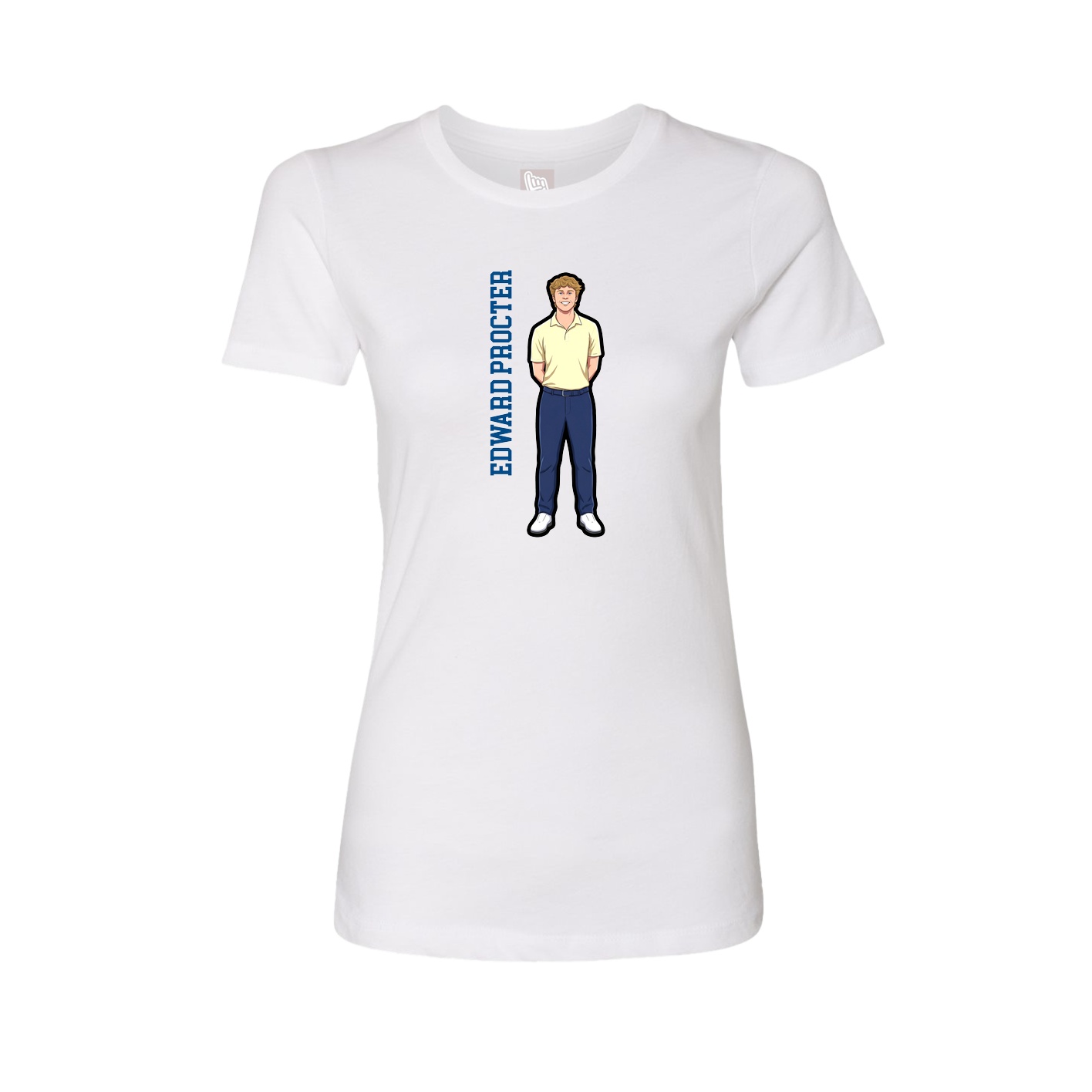 Womens Tee — Name Vertical in White