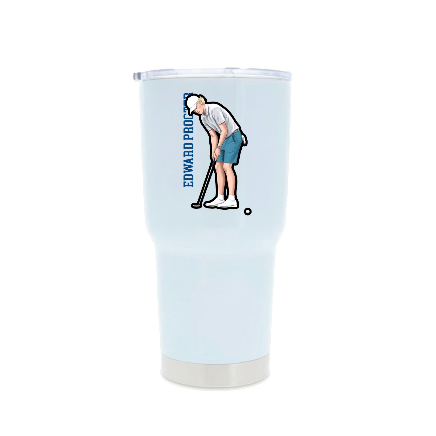 30oz Stainless Steel Tumbler — Name Vertical in White
