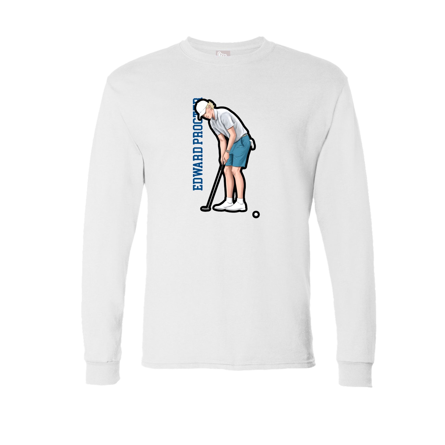 Long Sleeve Tee — Name Vertical in White
