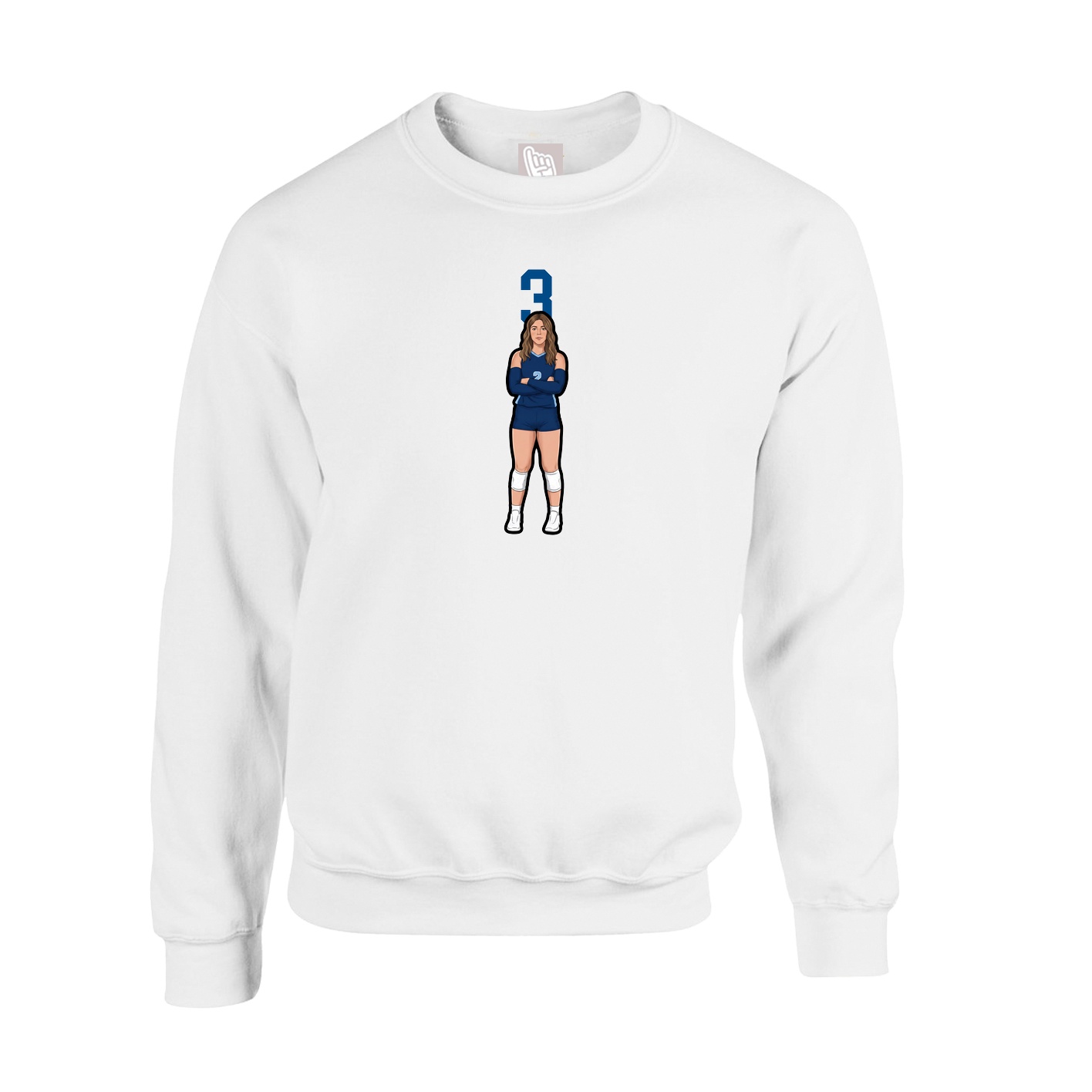 Fleece Crew — Number Top in White