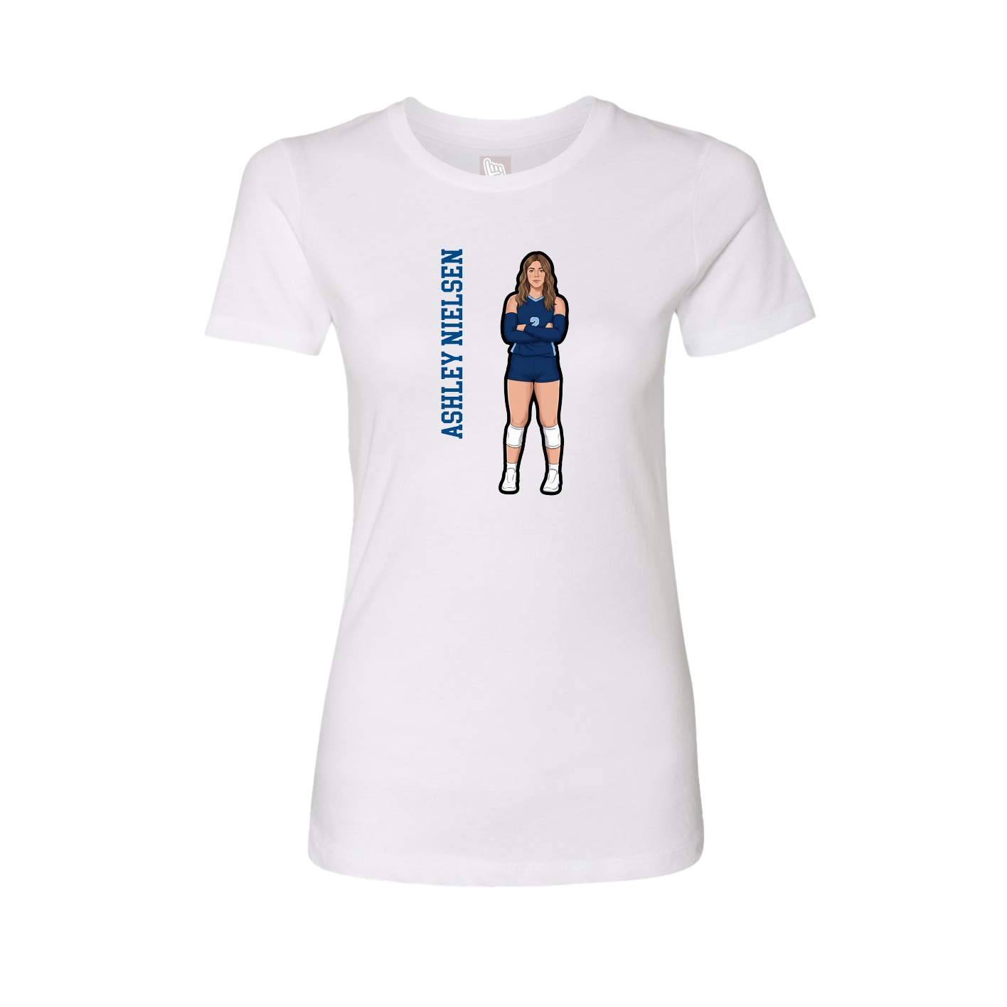 Fitted Women's Tee — Name Vertical in White