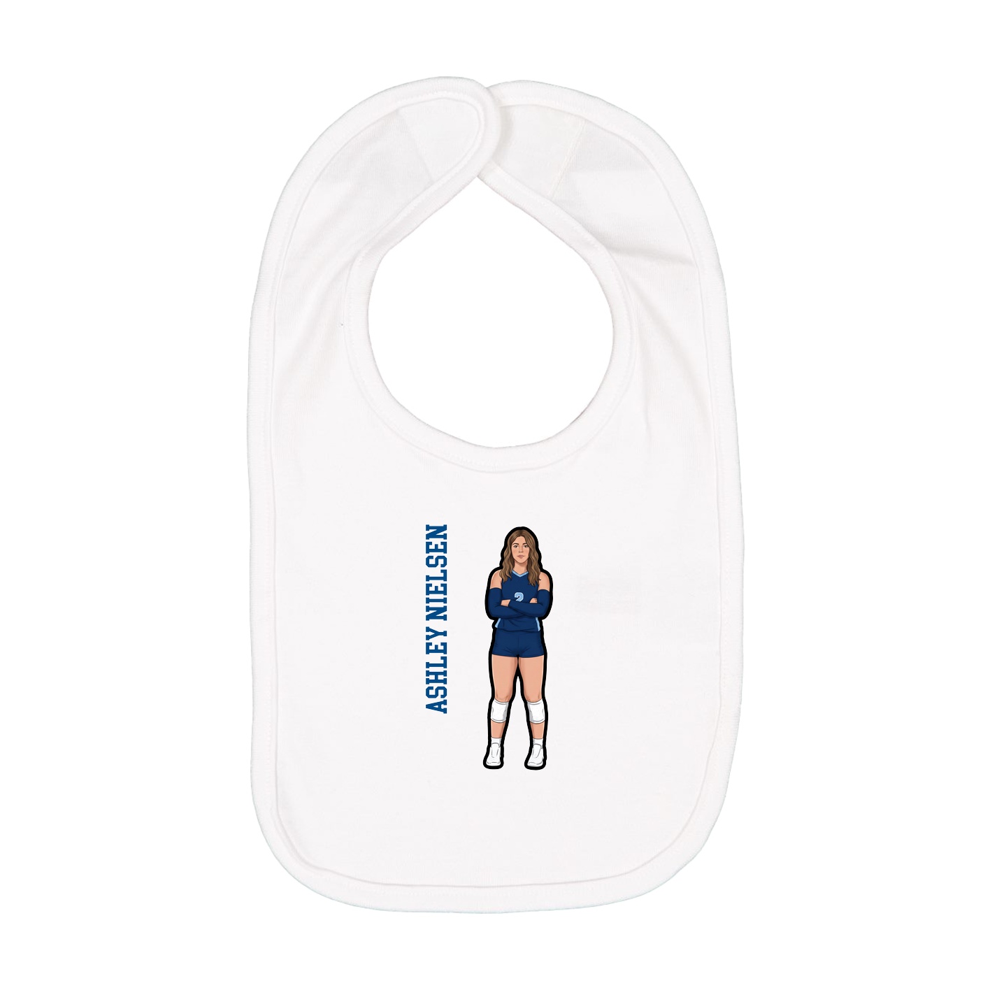 Infant Bib — Name Vertical in White