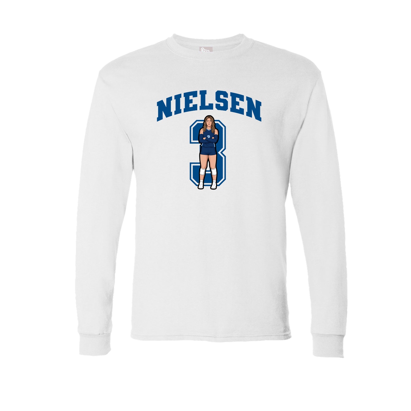 Long Sleeve Tee — Number in White