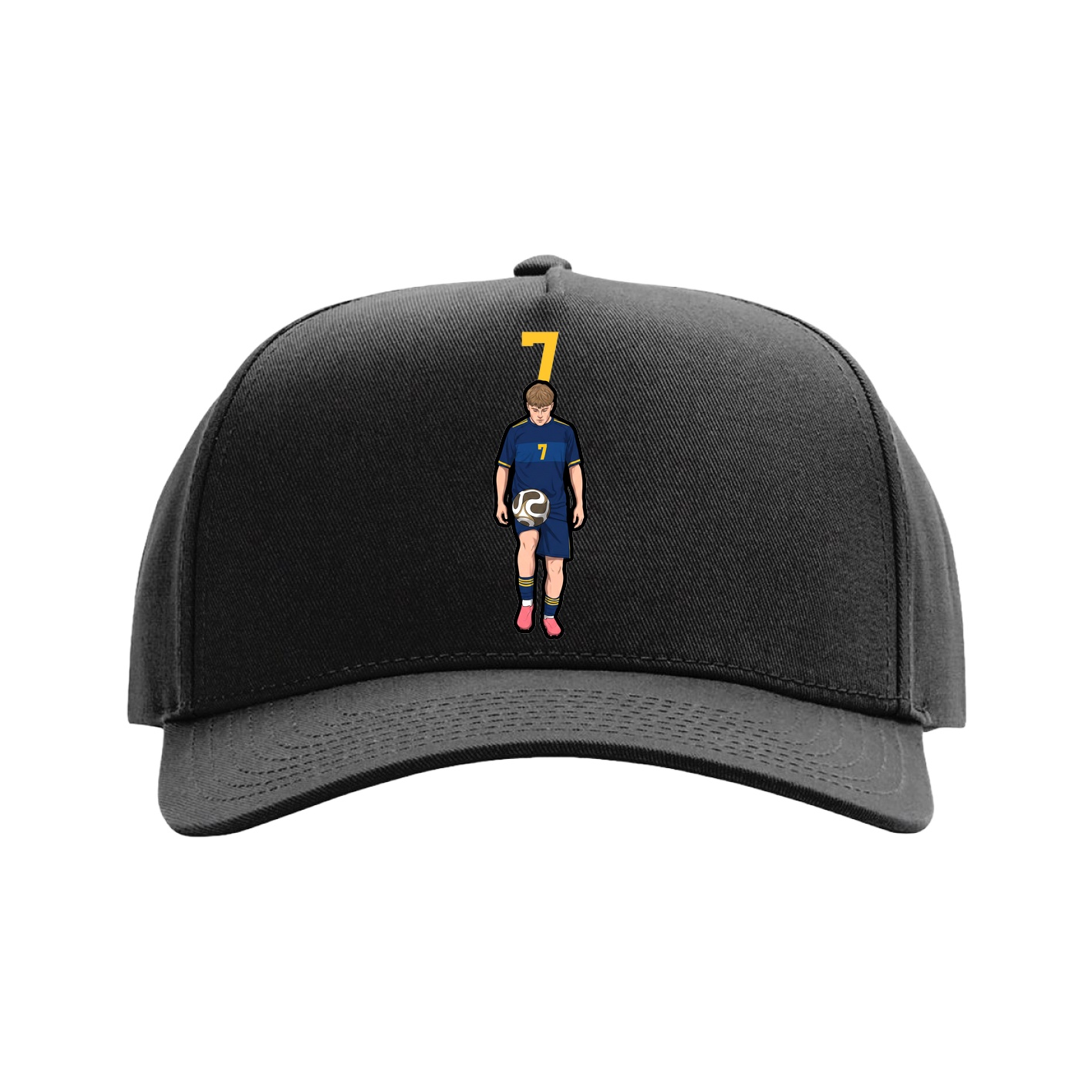 Full Fabric Five-Panel Champ Cap — Number Top in Black