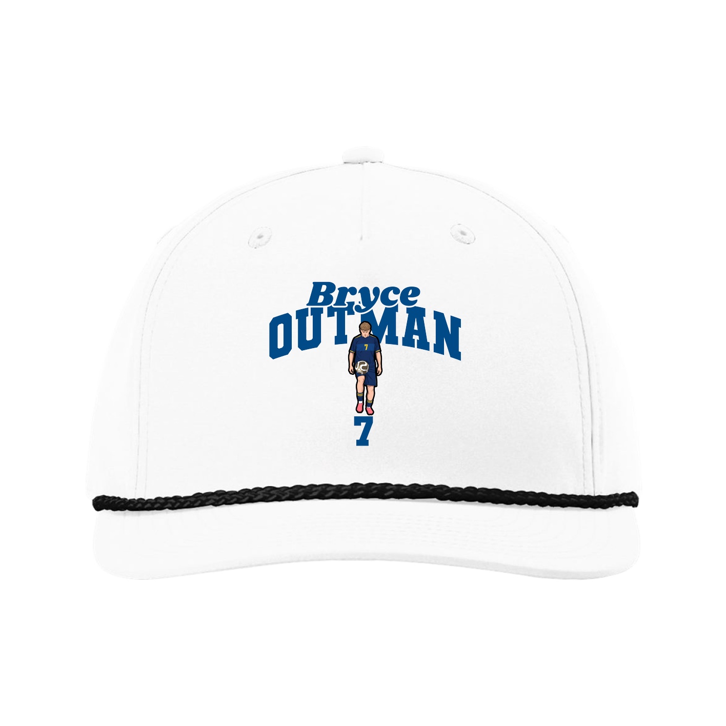 Five-Panel Classic Rope Cap — Signature Arch in White