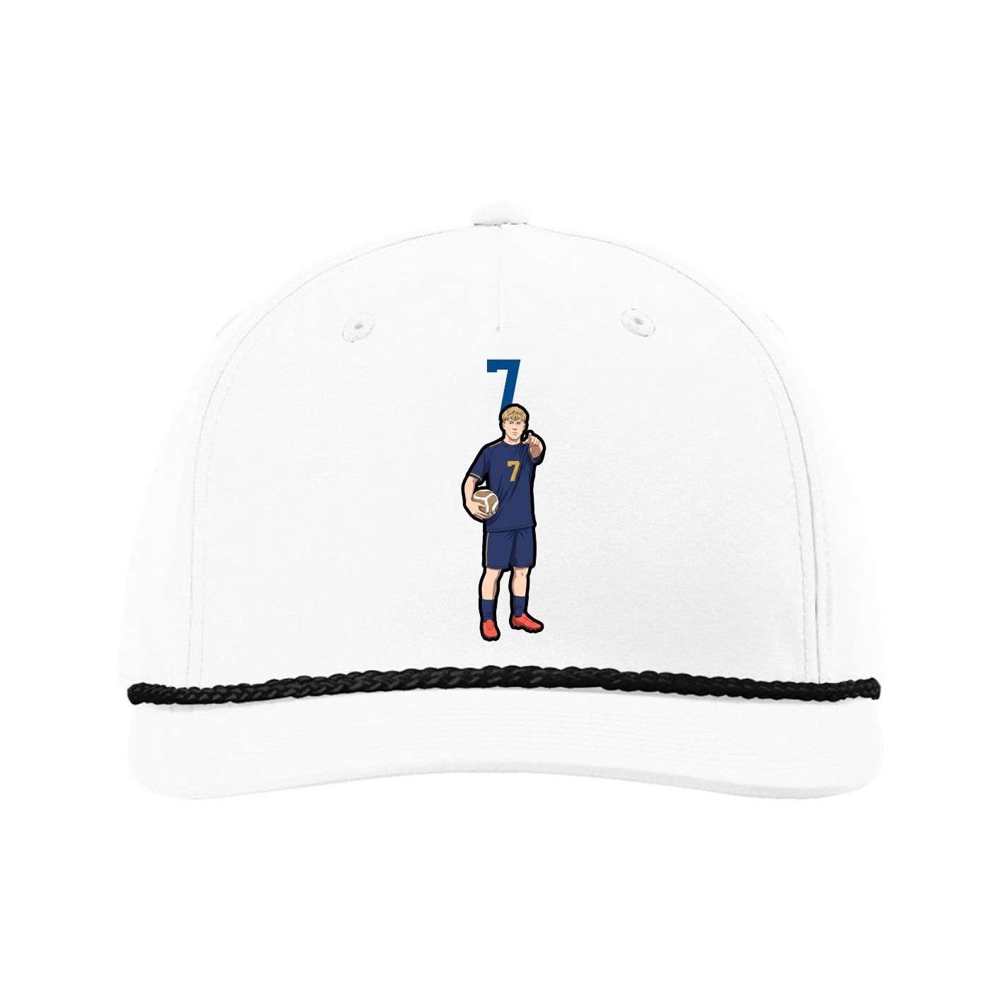 Five-Panel Classic Rope Cap — Number Top in White