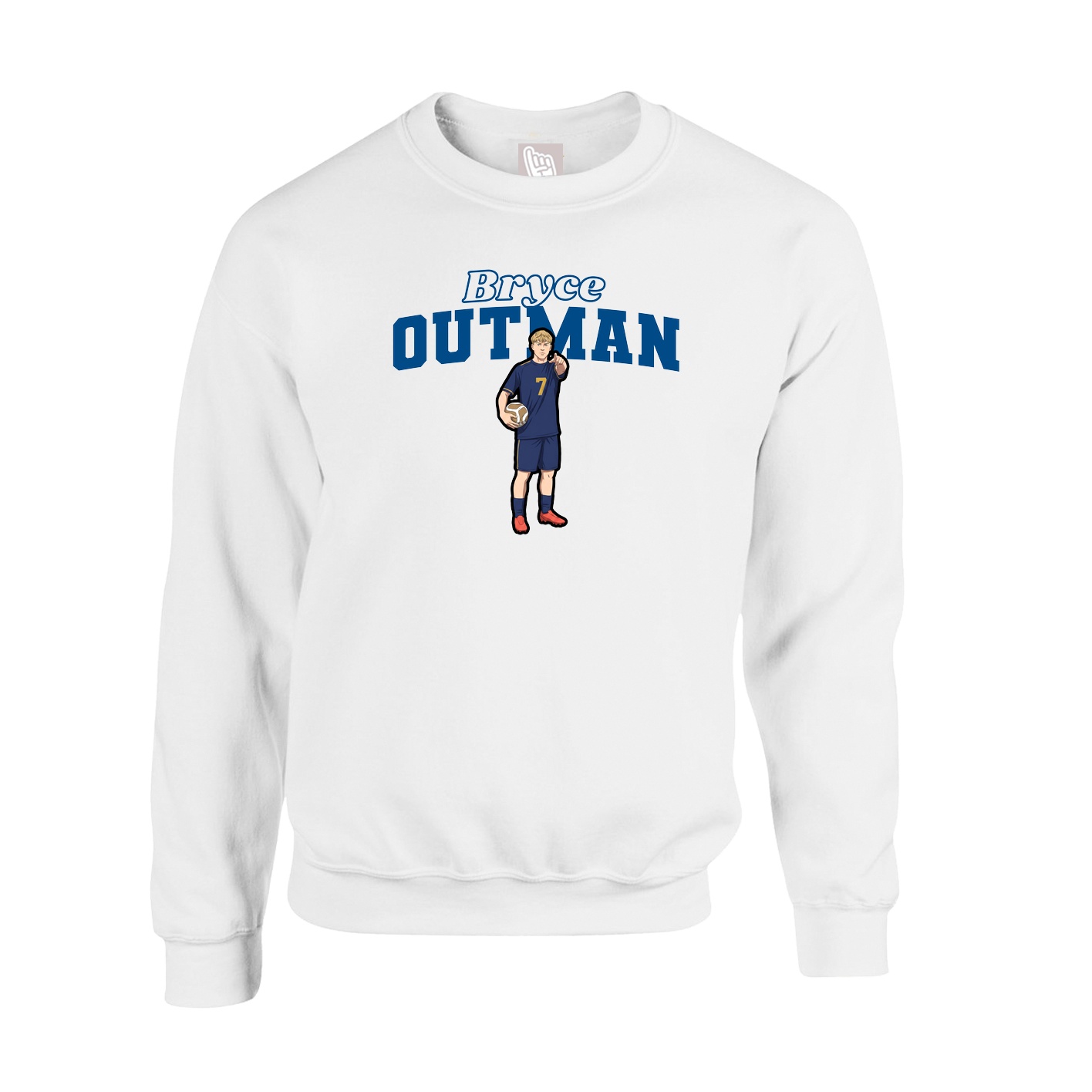 Fleece Crew — Name Arch in White