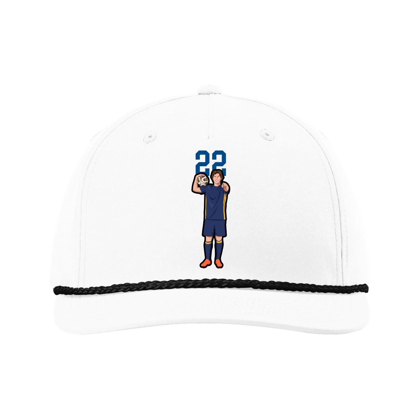 Five-Panel Classic Rope Cap — Number Top in White