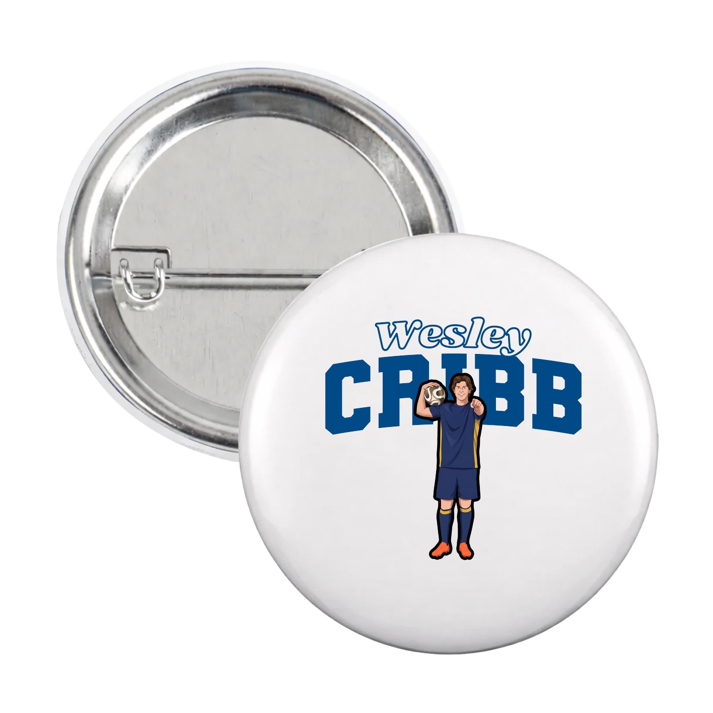 Game Day Button — Name Arch in White