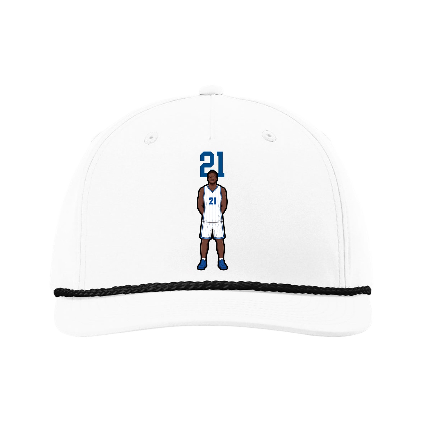 Five-Panel Classic Rope Cap — Number Top in White