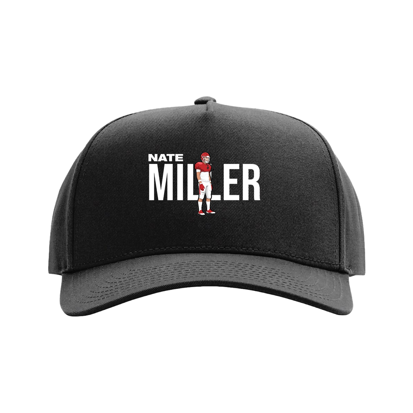 Full Fabric Five-Panel Champ Cap — Player Name in Black