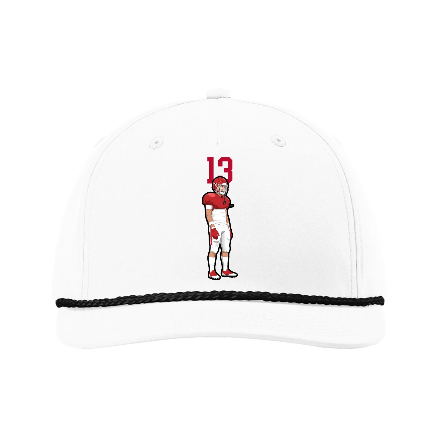 Five-Panel Classic Rope Cap — Number Top in White