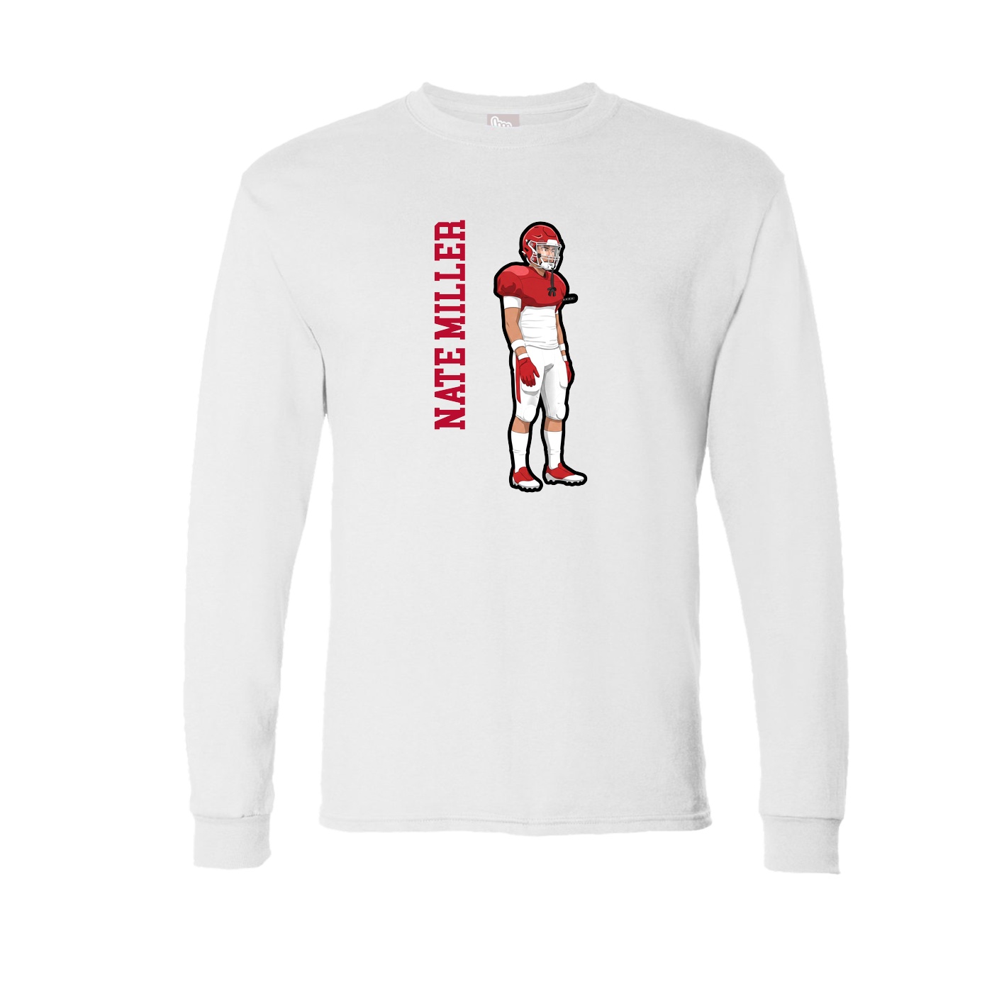 Long Sleeve Tee — Name Vertical in White