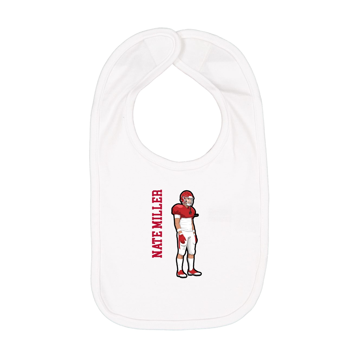 Infant Bib — Name Vertical in White
