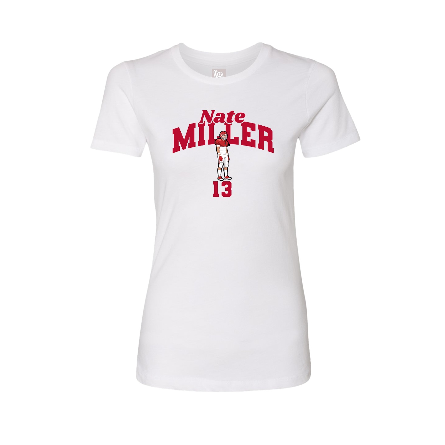Fitted Women's Tee — Signature Arch in White