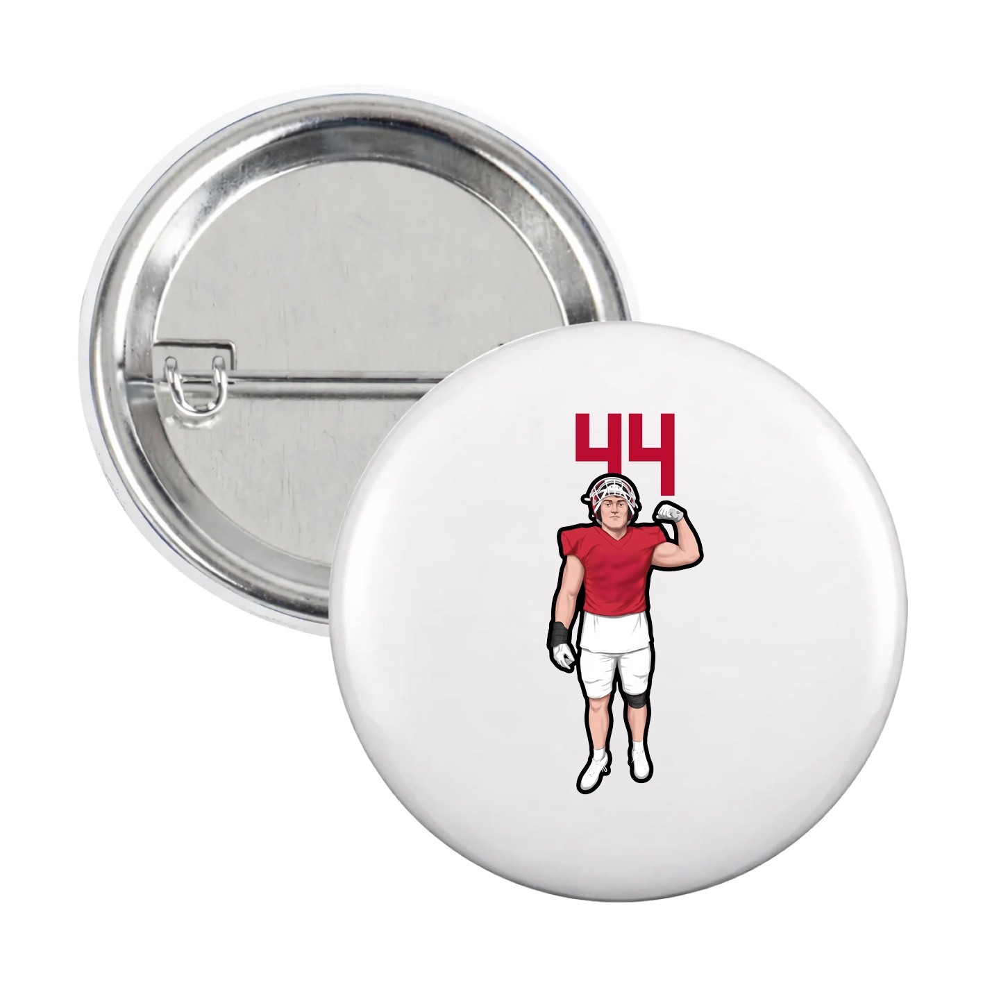 Game Day Button — Number Top in White